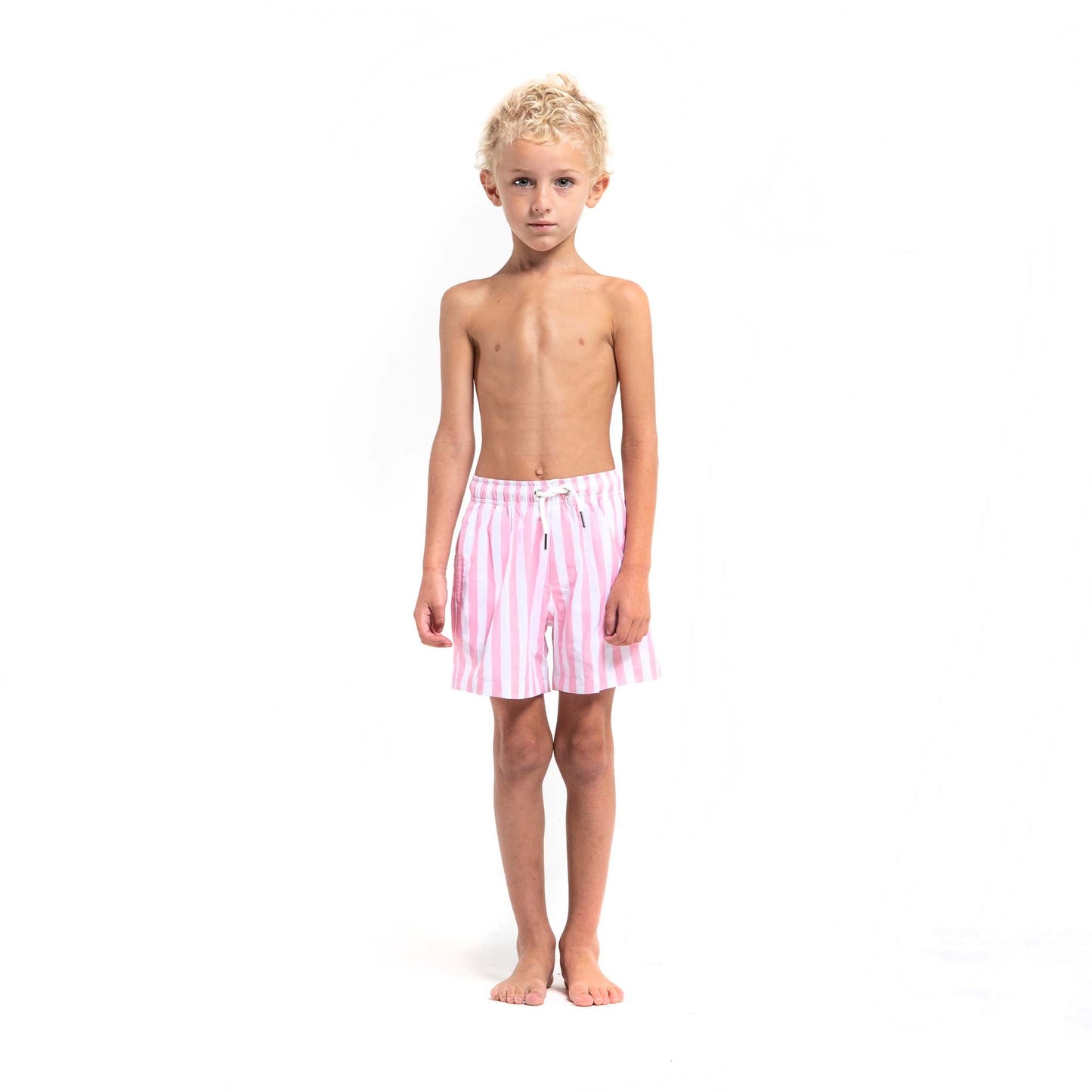 pink stripes - kids swim trunks by bermies