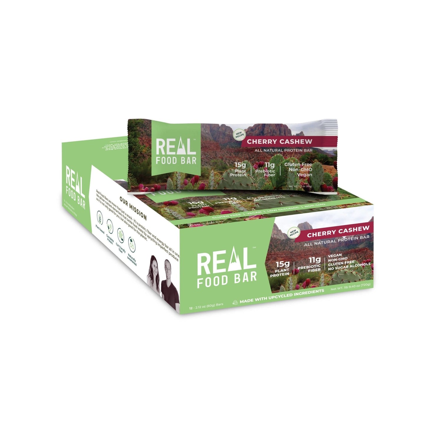 real food bar's cherry cashew bars - 12-bar pack (12 x 2.12oz) by farm2me