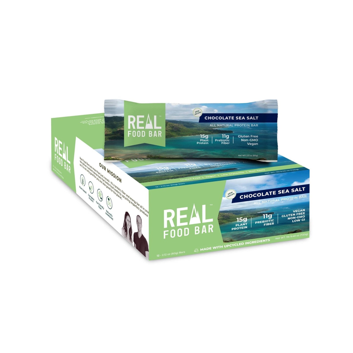 real food bar's chocolate sea salt bars - 12-bar pack (12 x 2.12oz) by farm2me