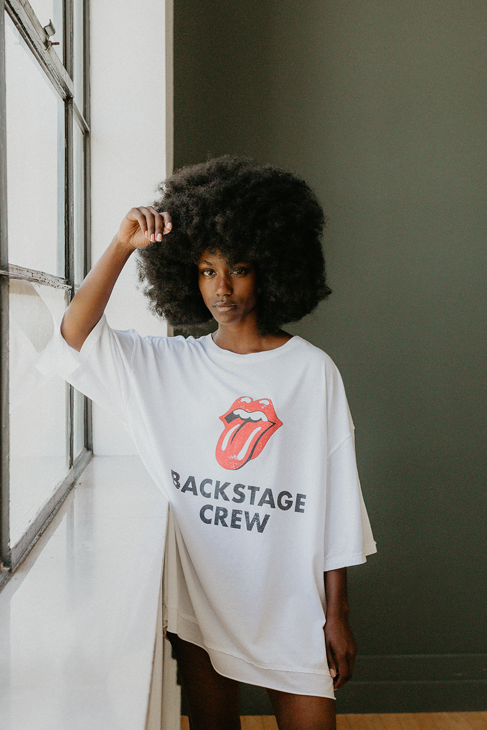 rolling stones backstage crew oversized tee by people of leisure