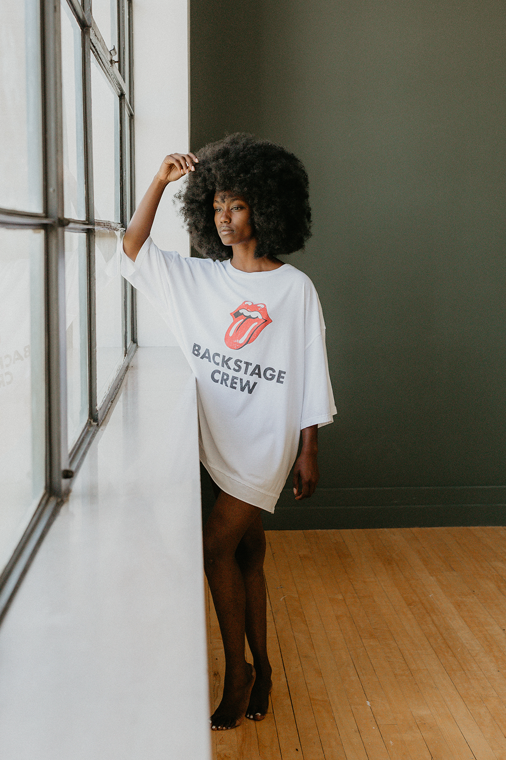 rolling stones backstage crew oversized tee by people of leisure