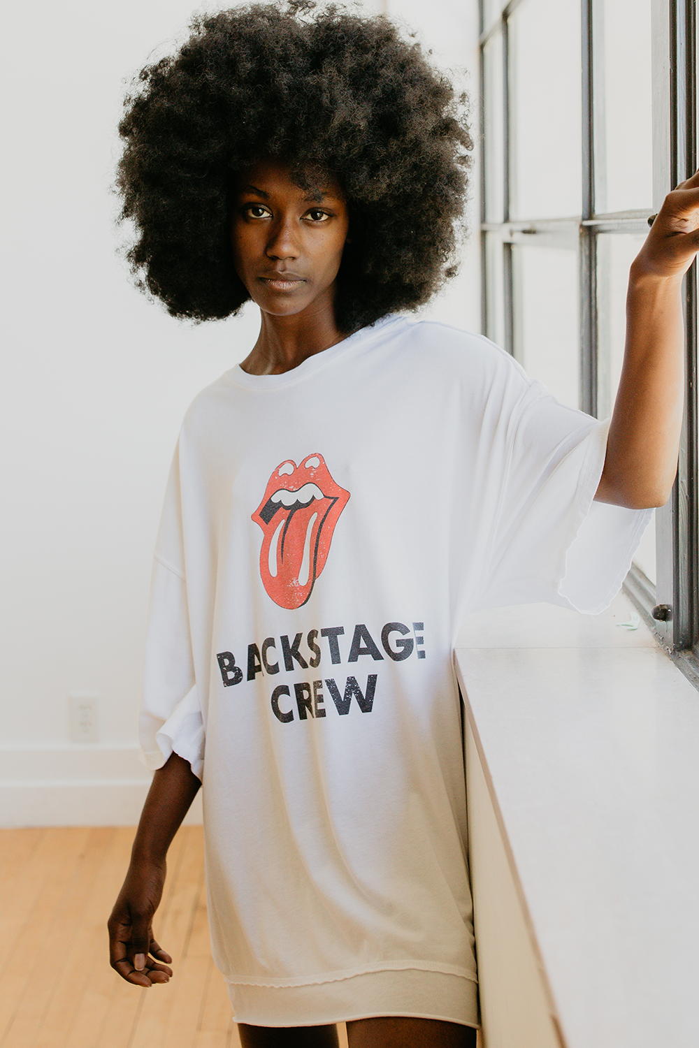 rolling stones backstage crew oversized tee by people of leisure