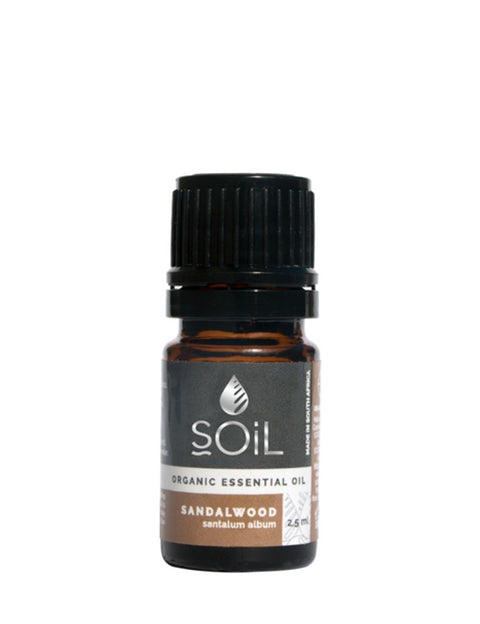 organic sandalwood essential oil (santalum album) 2.5ml by soil organic aromatherapy and skincare