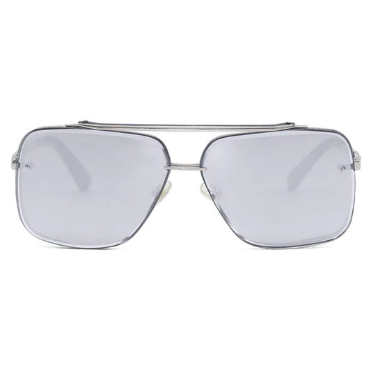 Bella - Chrome Silver Oversized Squared Aviators by TopFoxx