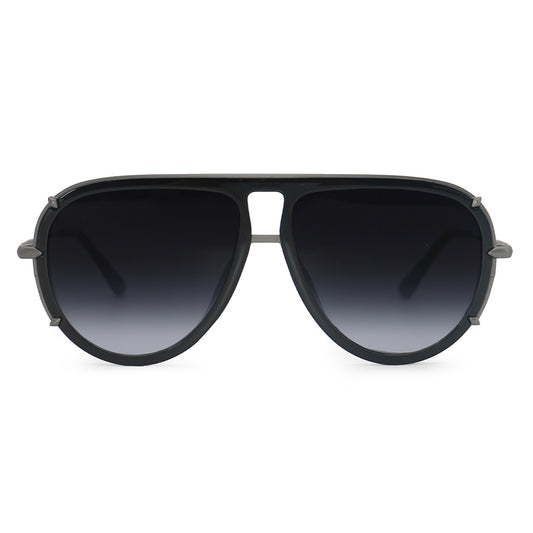 Ivy Luxe - Black Tangle-Free Round Aviator Sunglasses by TopFoxx