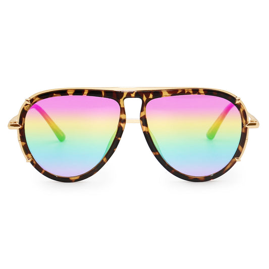 Ivy Luxe - Pride Tangle-Free Round Aviator Sunglasses by TopFoxx