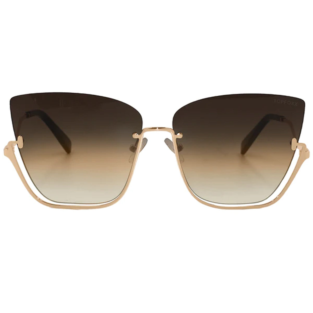 vixen - brown lens gold frame metal cateye sunglasses by topfoxx