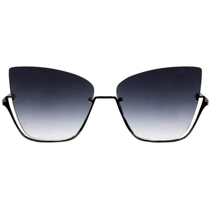 Vixen - Black Lens Black Frame Metal Cateye Sunglasses by TopFoxx