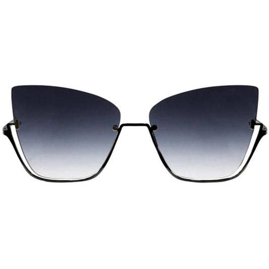 Vixen - Black Lens Black Frame Metal Cateye Sunglasses by TopFoxx