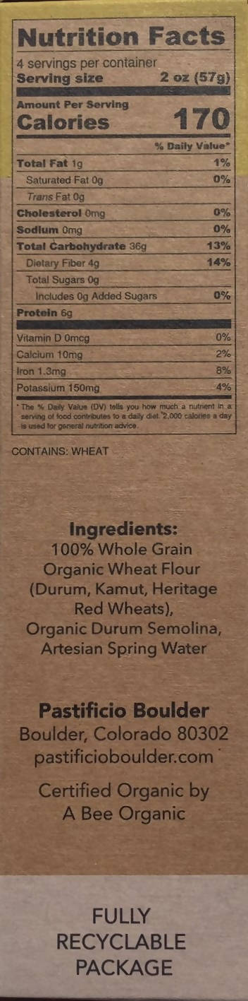 pastificio boulder rigatoni - heritage and ancient wheat pasta box - 12 boxes x 8oz by farm2me