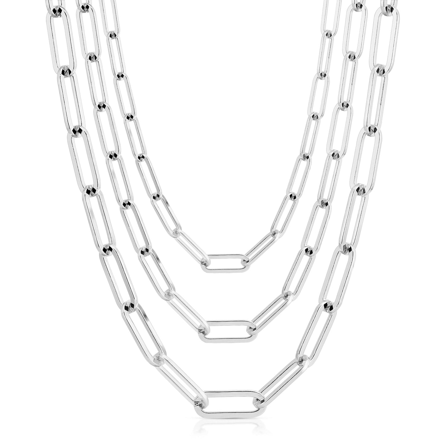 triple large elongated link chain necklace by eklexic