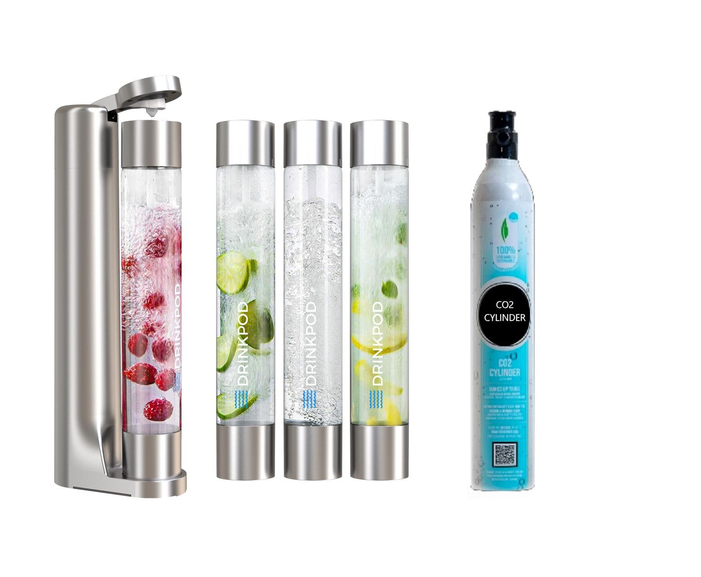 fizzpod 1+ soda maker + co₂ cylinder (1-pack) by drinkpod