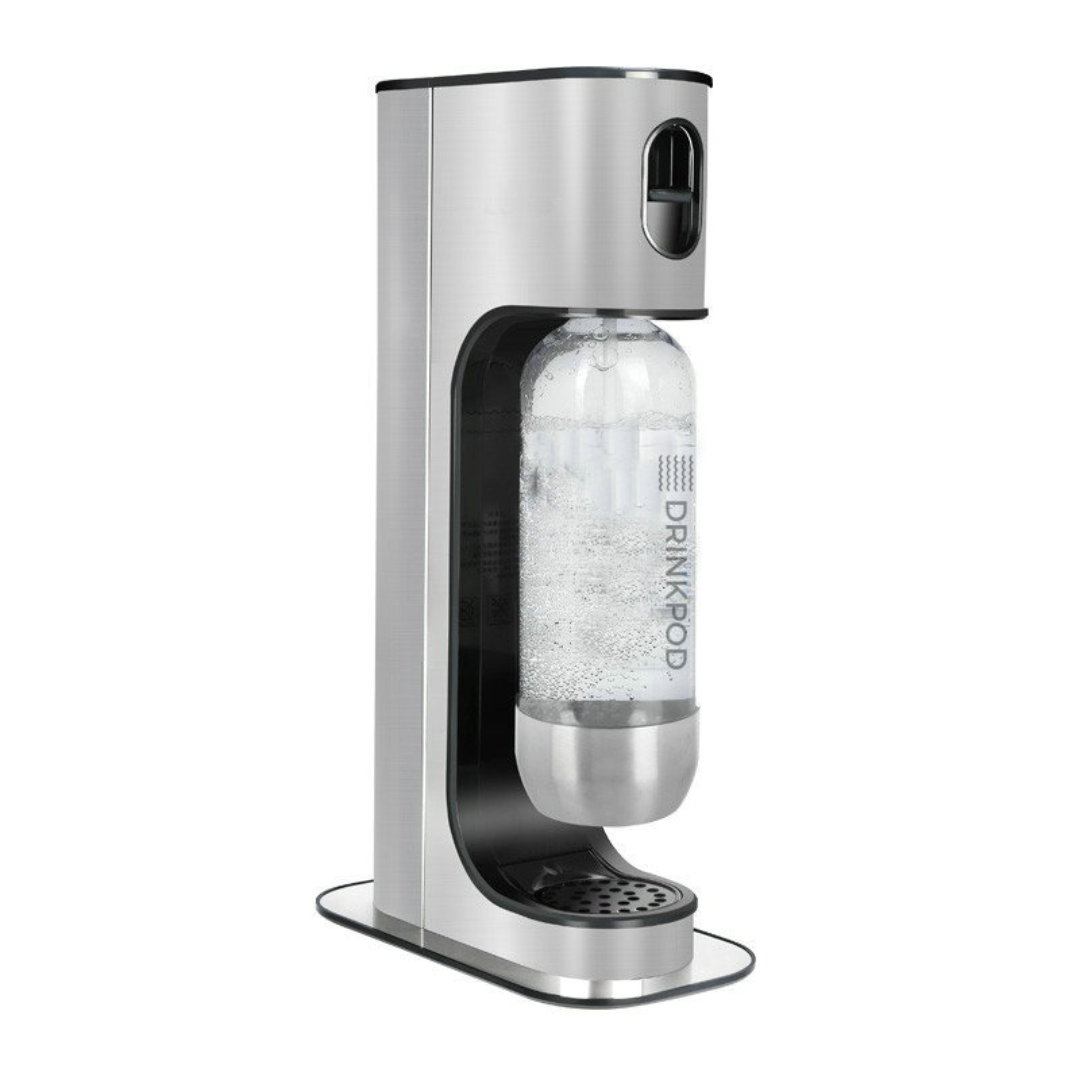 sodapod pro stainless steel premium sparkling water machine | includes 3 x bottles by drinkpod