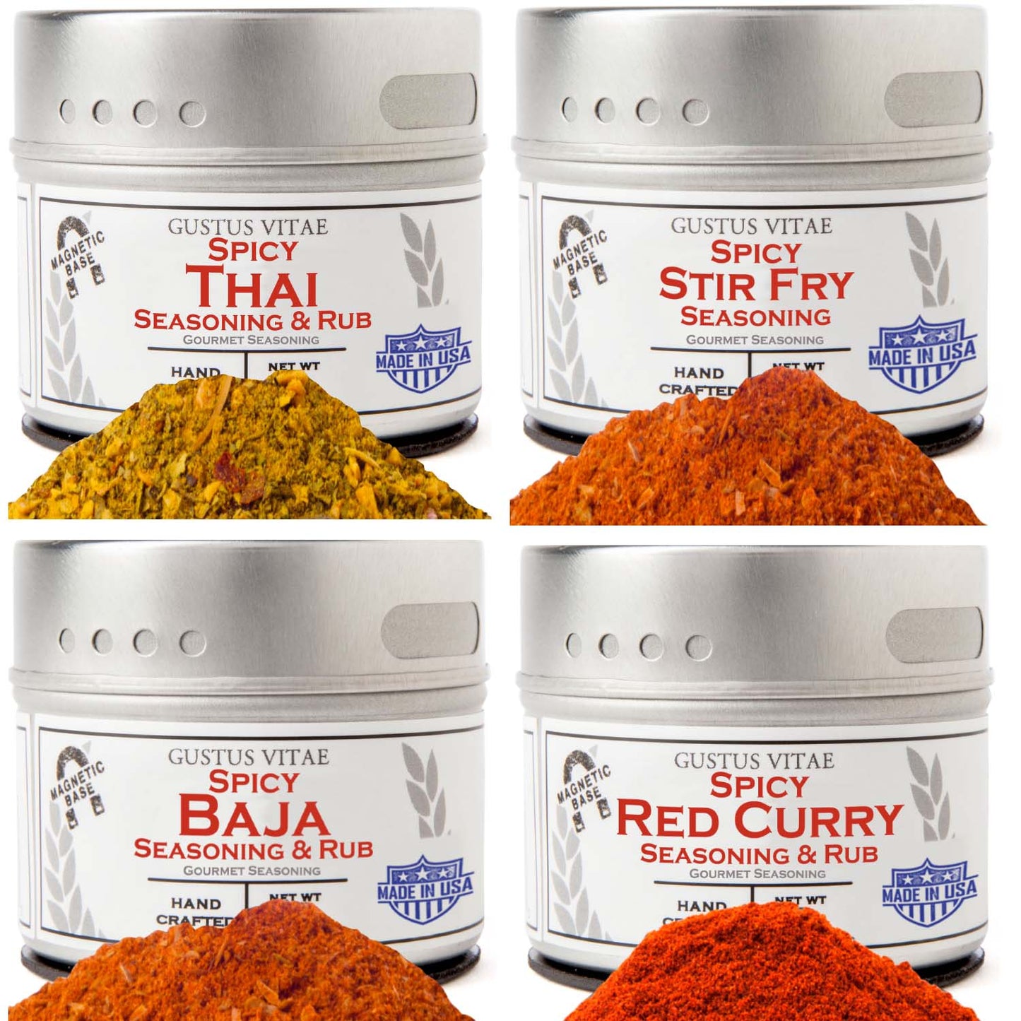 spicy one pot wonders | complete 4 pack collection | authentic gourmet seasonings and spice blends by gustus vitae