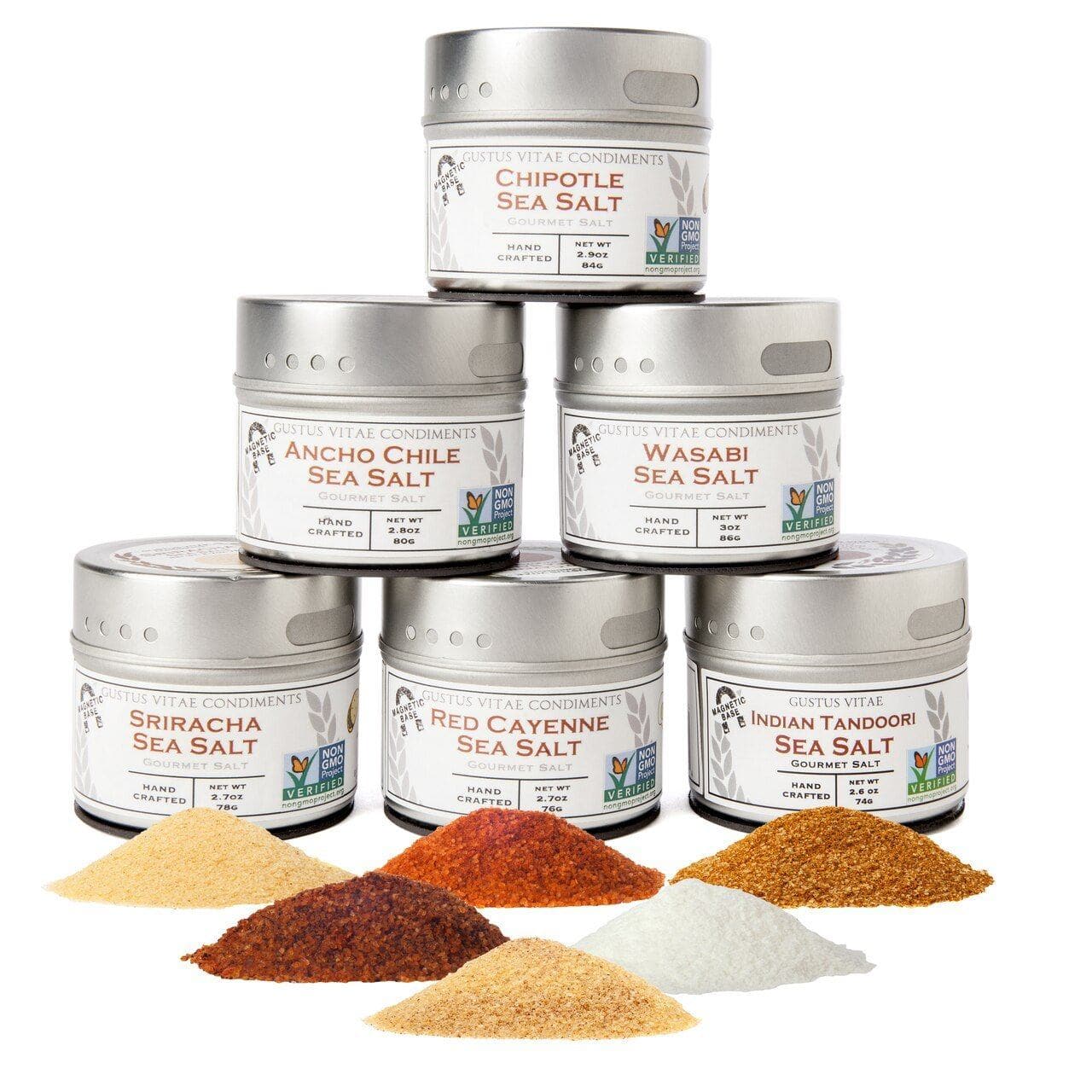 spicy sea salts - 6 tins by gustus vitae