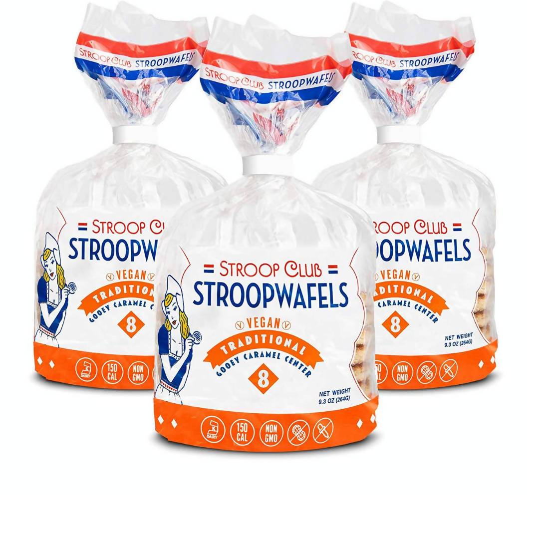 vegan caramel stroopwafel packs (8 pieces) - 12 packs x 8-pieces by farm2me