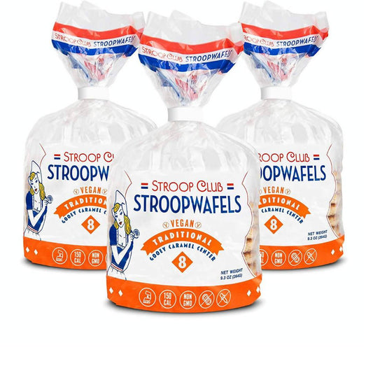 Vegan Caramel Stroopwafel Packs (8 Pieces) - 12 Packs x 8-Pieces by Farm2Me