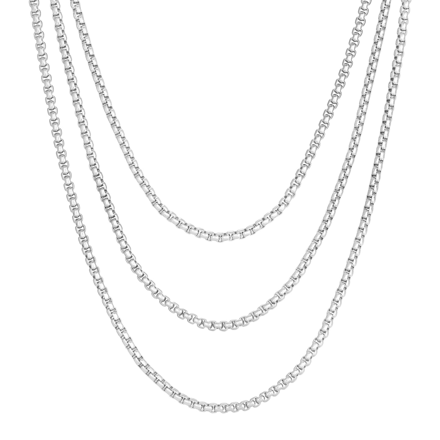 triple layer thin luciana box chain necklace by eklexic