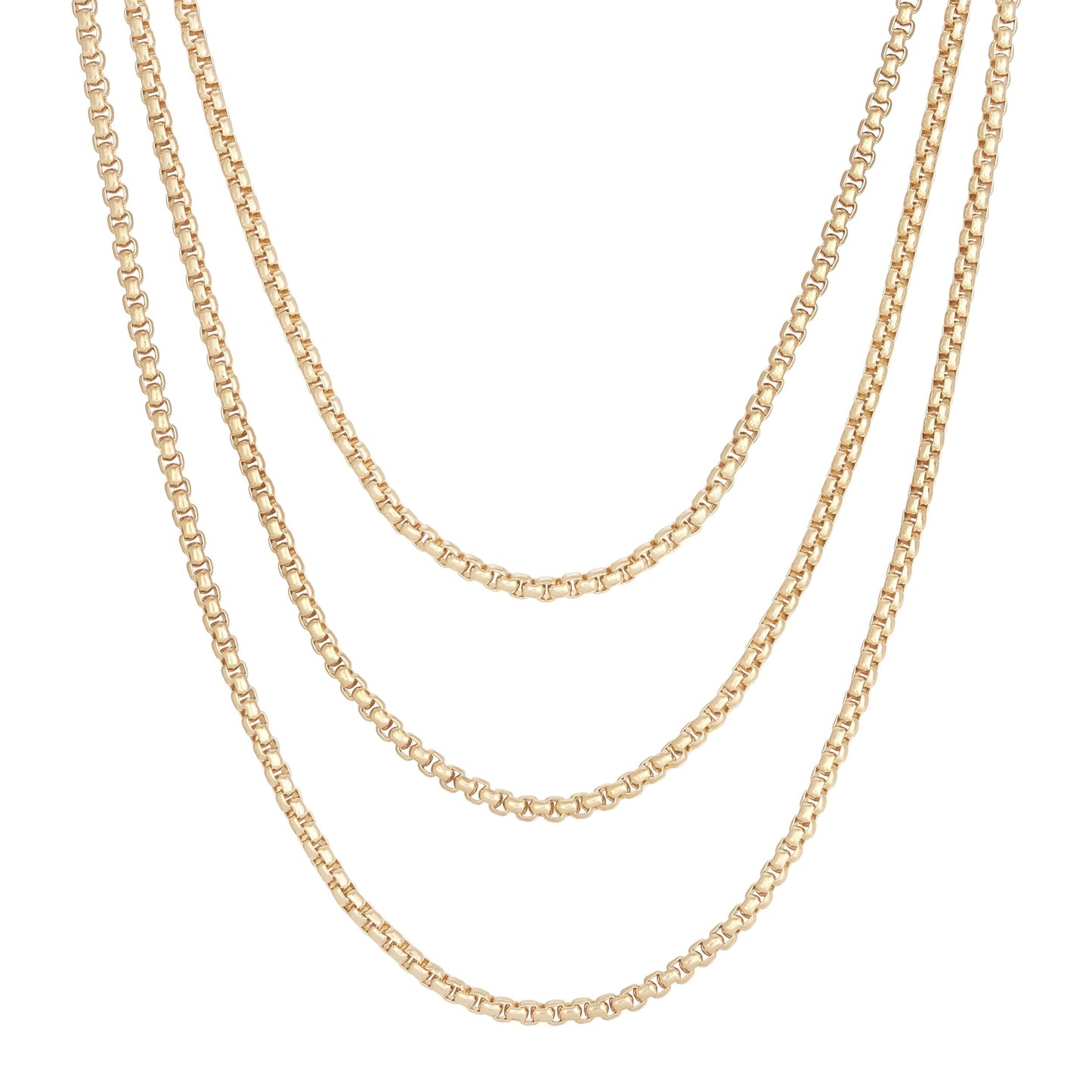 triple layer thin luciana box chain necklace by eklexic