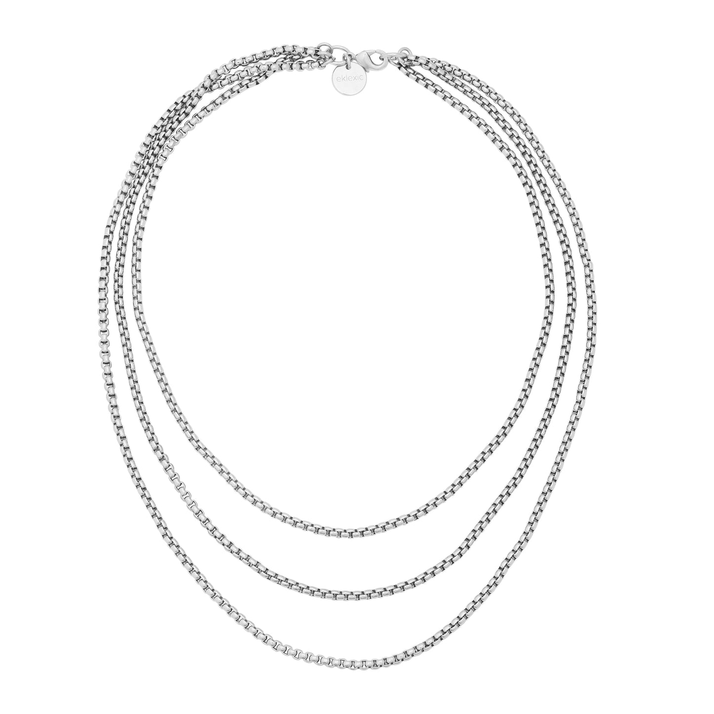 triple layer thin luciana box chain necklace by eklexic