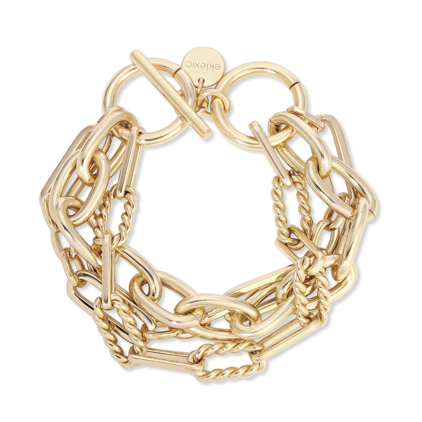 triple multi chain toggle bracelet by eklexic