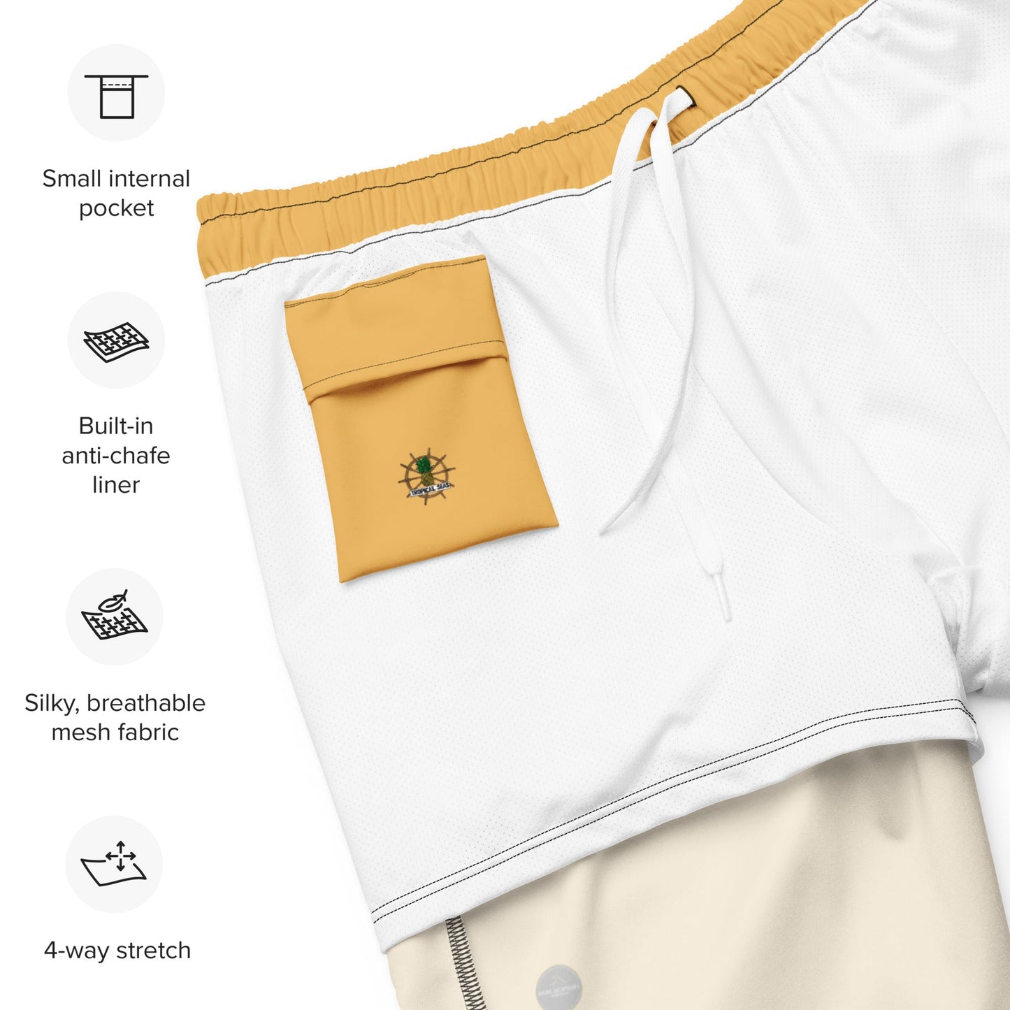 men's gold eco board shorts by tropical seas clothing