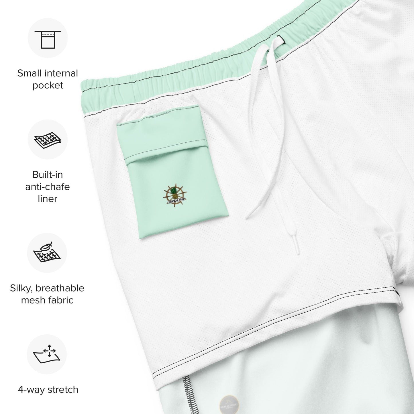 men's sea green eco board shorts by tropical seas clothing