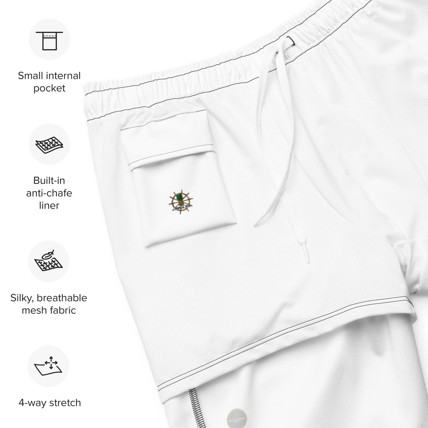 men's white eco board shorts by tropical seas clothing