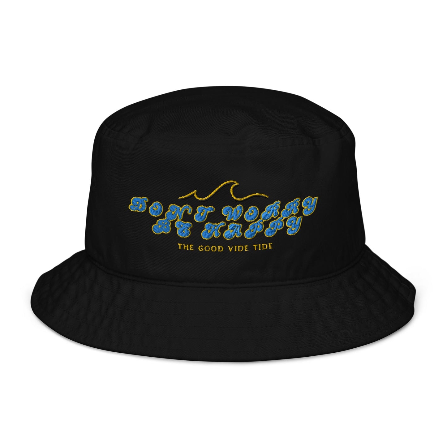 organic don't worry, be happy bucket hat by tropical seas clothing