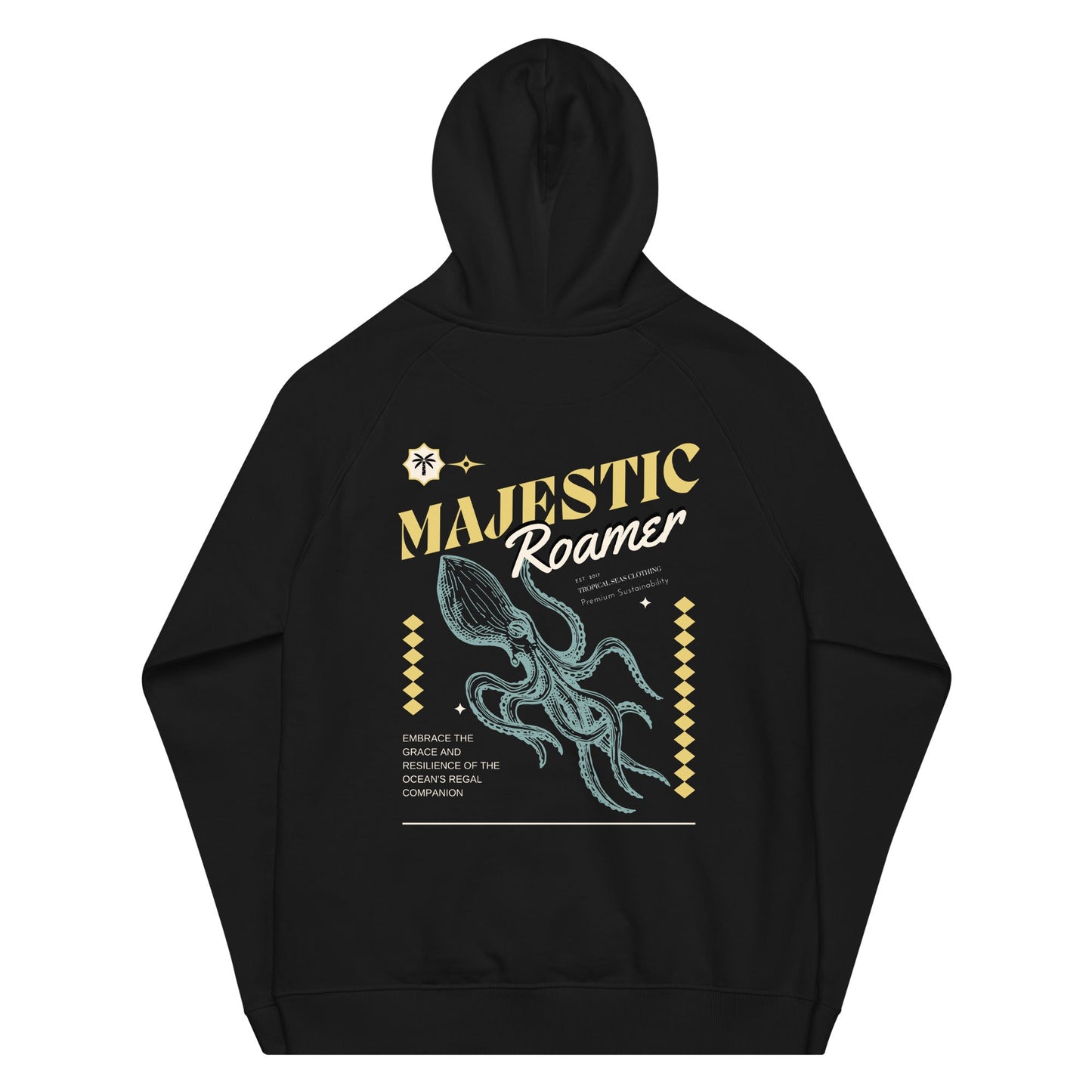 premium majestic roamer eco hoodie - giant squid edition by tropical seas clothing