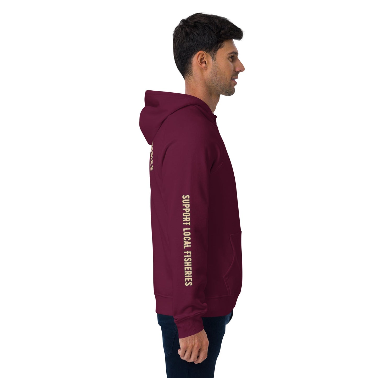 men's support local fisheries tuna eco raglan hoodie by tropical seas clothing