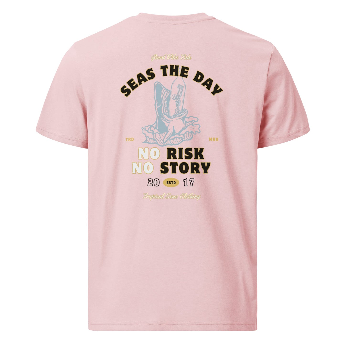 no risk no story seas the day - shark organic cotton t-shirt by tropical seas clothing