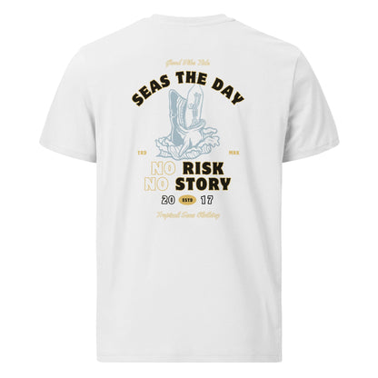 No Risk No Story Seas the Day - Shark Organic Cotton T-Shirt by Tropical Seas Clothing