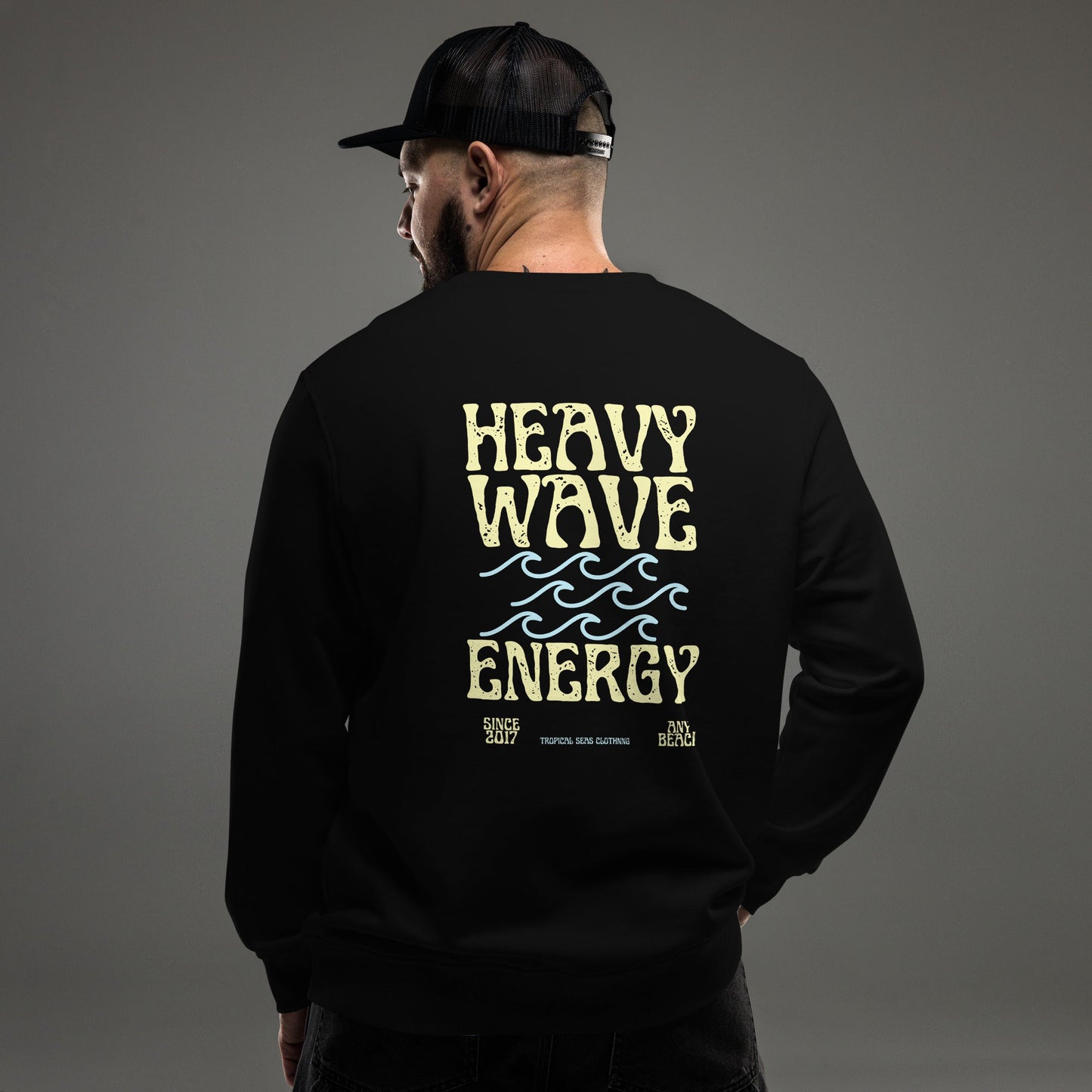 men's heavy wave energy organic sweatshirt by tropical seas clothing