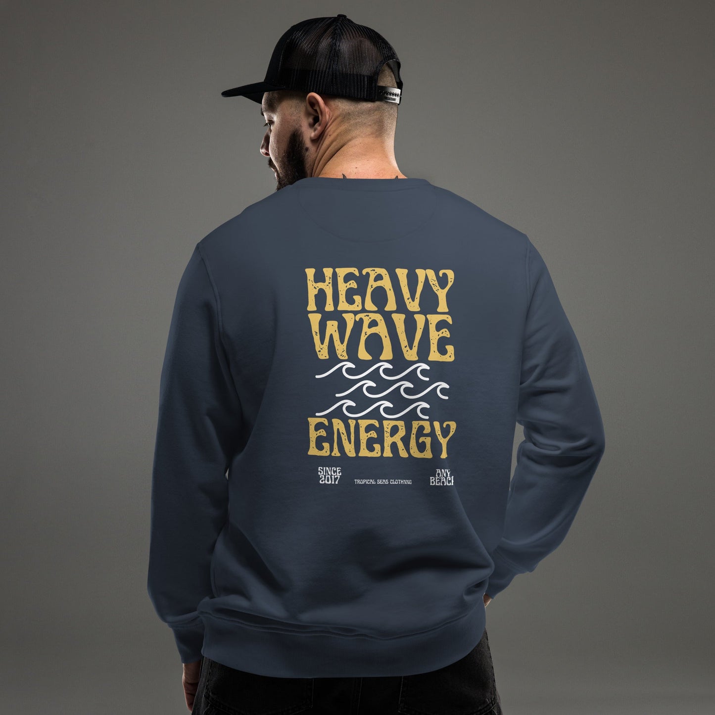 men's heavy wave energy organic sweatshirt by tropical seas clothing