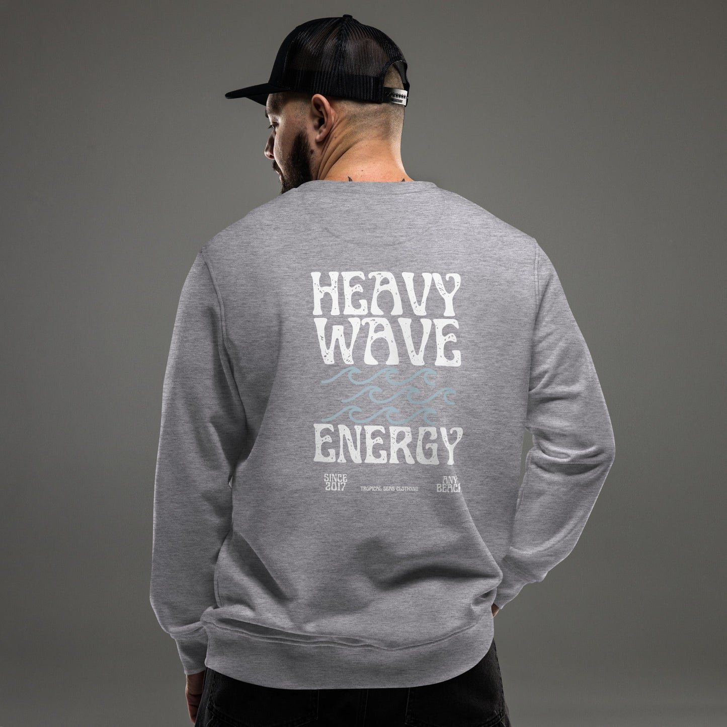 men's heavy wave energy organic sweatshirt by tropical seas clothing