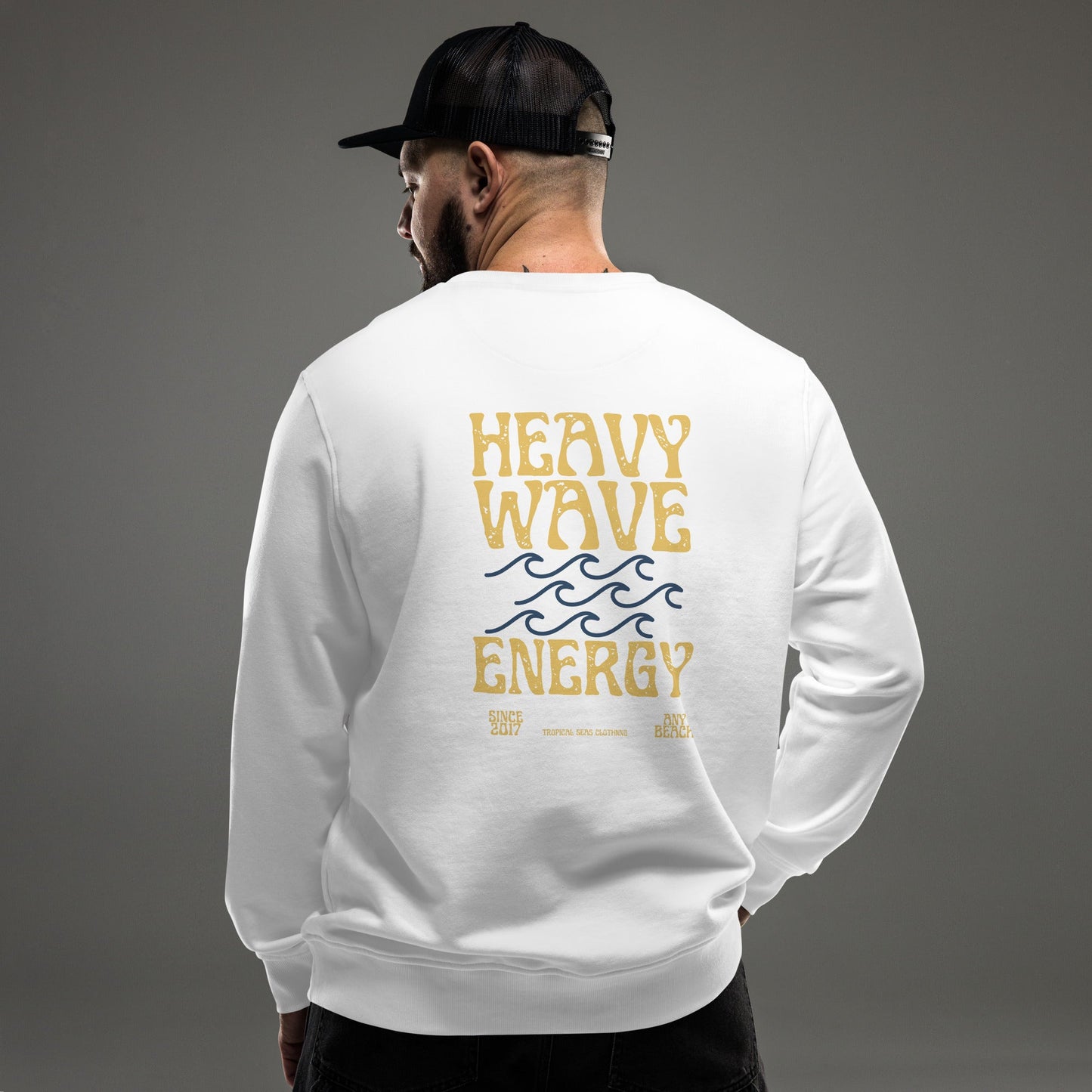 men's heavy wave energy organic sweatshirt by tropical seas clothing