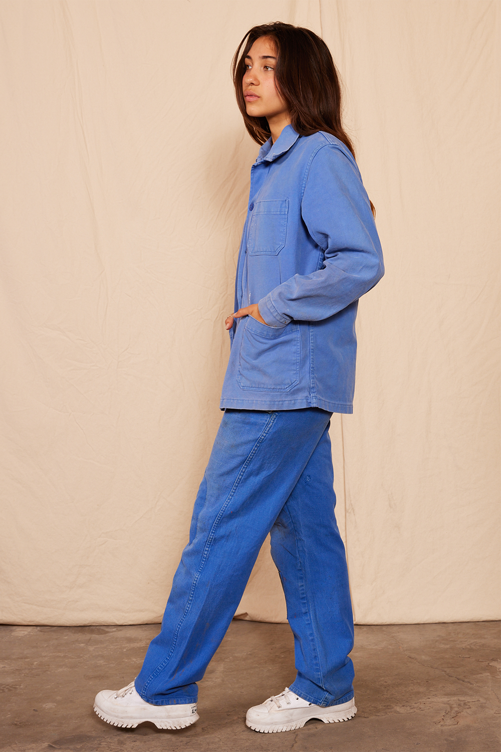 1960's vintage unisex workwear blue jacket by people of leisure