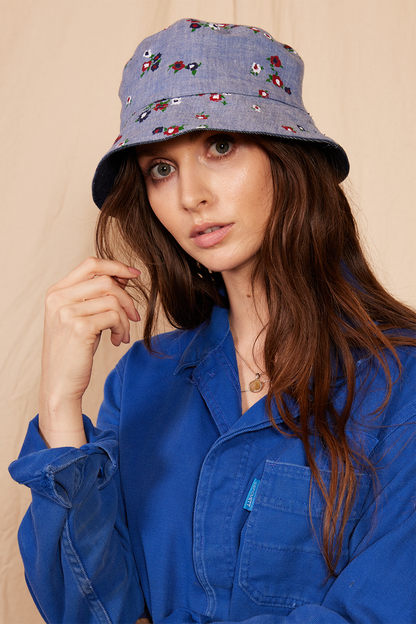 1970's Vintage Flower Denim Bucket Hat by People of Leisure