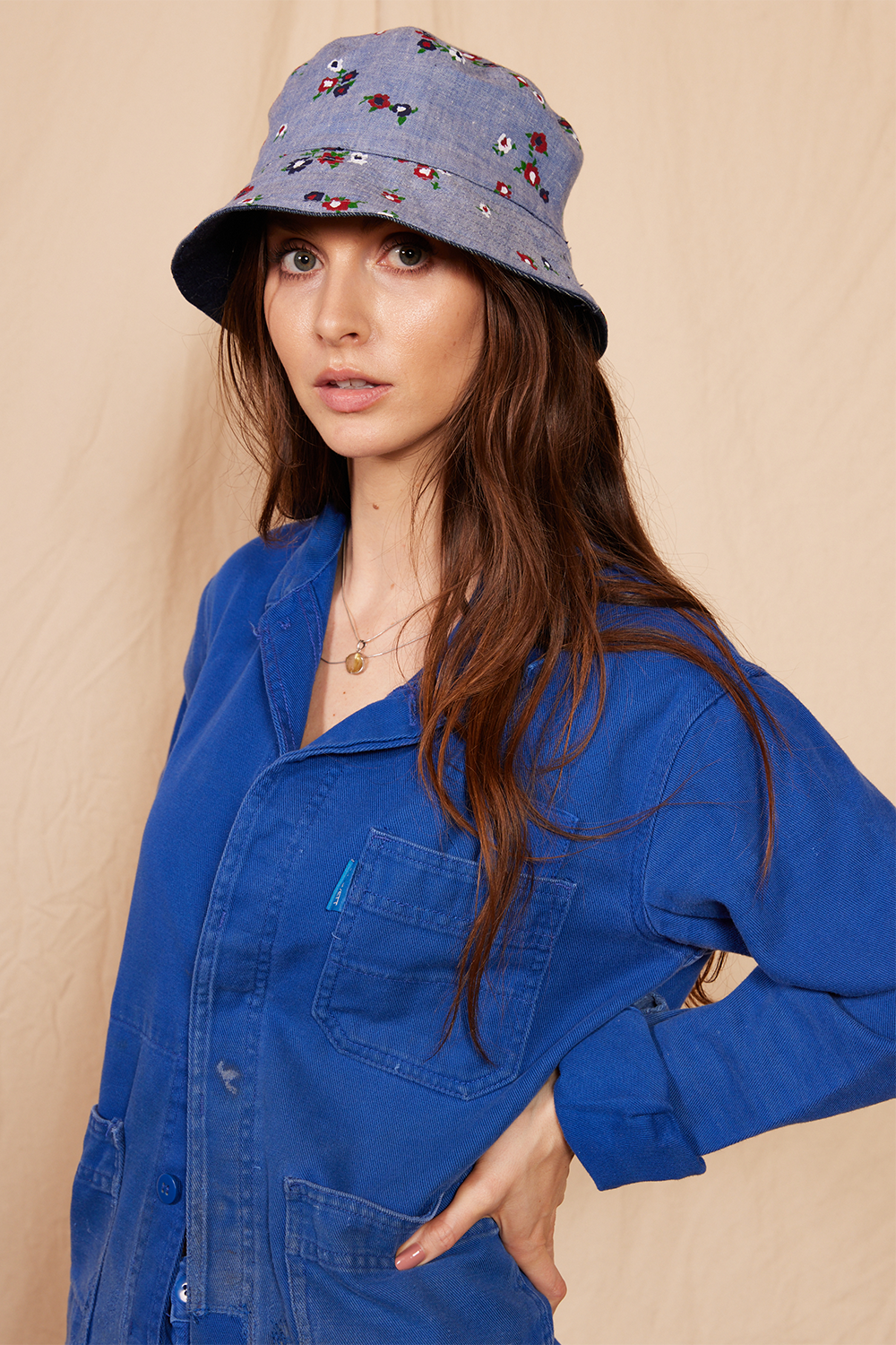 1970's vintage flower denim bucket hat by people of leisure