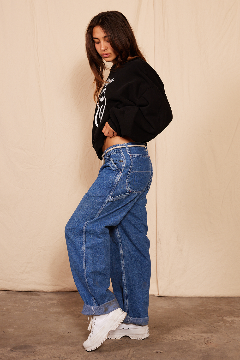 vintage low rise tie jeans by people of leisure